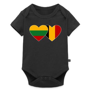 Lituanie Belgique Drapeau Coeur - Body à manches courtes Premium Bébé - noir - Devant