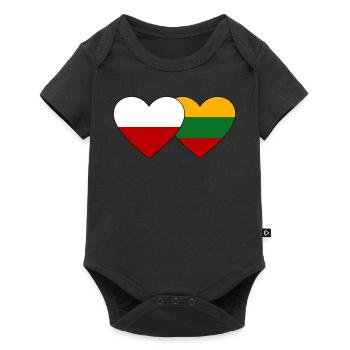 Poland Lithuania Flag Heart - Baby Premium short-sleeve bodysuit - black - Front