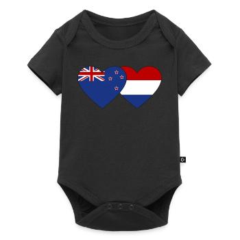 Cœur de drapeau de Nouvelle-Zélande - Body à manches courtes Premium Bébé - noir - Devant