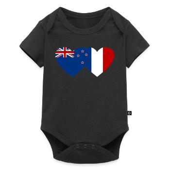 New Zealand France Flag Heart - Baby Premium short-sleeve bodysuit - black - Front