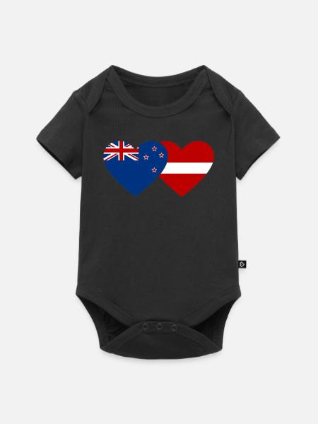 Neuseeland Lettland Flagge - Baby Premium Kurzarmbody - Schwarz