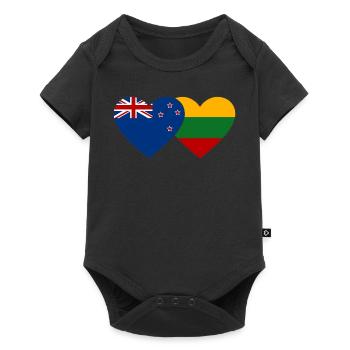 Drapeau de la Lituanie néo-zélandaise - Body à manches courtes Premium Bébé - noir - Devant