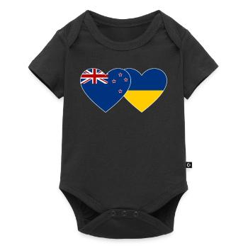 New Zealand Ukraine Flag Heart - Baby Premium short-sleeve bodysuit - black - Front