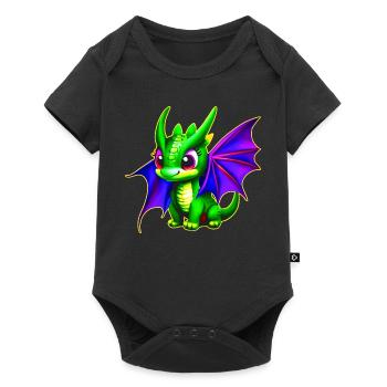 Little cute green fantasy dragon - Baby Premium short-sleeve bodysuit - black - Front