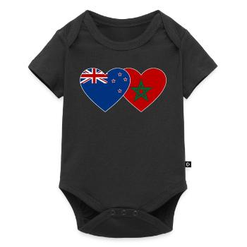 Neuseeland Marokko Flagge Herz - Baby Premium Kurzarmbody - Schwarz - Vorne