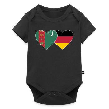 Turkmenistan Germany Flag Heart - Baby Premium short-sleeve bodysuit - black - Front