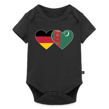 Allemagne Turkménistan Drapeau Coeur - Body à manches courtes Premium Bébé - noir - Devant