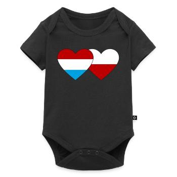 Luxembourg Poland Flag Heart - Baby Premium short-sleeve bodysuit - black - Front