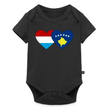 Luxembourg Kosovo Flag Heart - Baby Premium short-sleeve bodysuit - black - Front