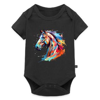 Horse head rider love horse equestrian sport - Baby Premium short-sleeve bodysuit - black - Front