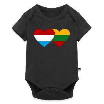 Luxembourg Lithuania Flag Heart - Baby Premium short-sleeve bodysuit - black - Front