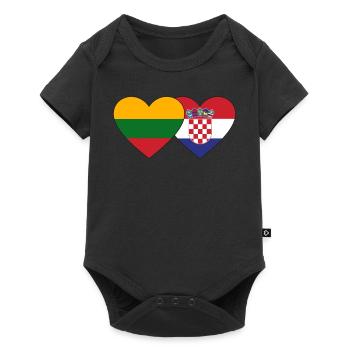 Lithuania Croatia Flag Heart - Baby Premium short-sleeve bodysuit - black - Front