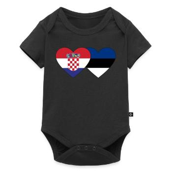 Croatia Estonia flag heart - Baby Premium short-sleeve bodysuit - black - Front
