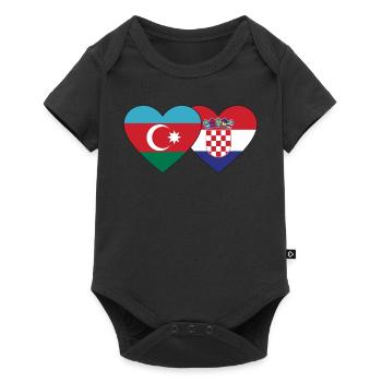 Azerbaijan Croatia Flag Heart - Baby Premium short-sleeve bodysuit - black - Front