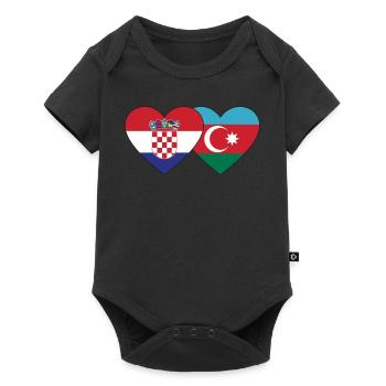 Croatia Azerbaijan Flag Heart - Baby Premium short-sleeve bodysuit - black - Front