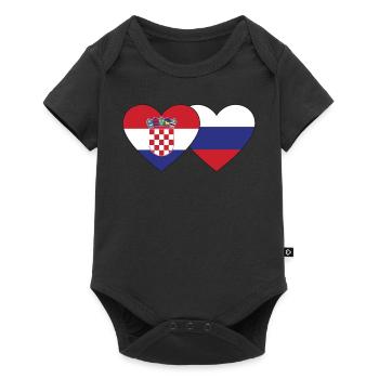 Croatie Russie drapeau coeur - Body à manches courtes Premium Bébé - noir - Devant