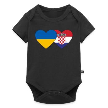 Ukraine Croatia flag heart - Baby Premium short-sleeve bodysuit - black - Front