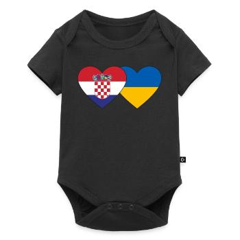 Croatia Ukraine flag heart - Baby Premium short-sleeve bodysuit - black - Front