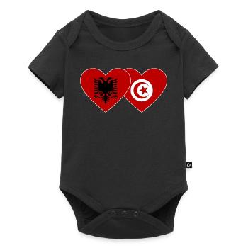Albania Tunisia Flag Heart - Baby Premium short-sleeve bodysuit - black - Front