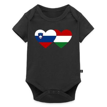 Slovenia Hungary Flag Heart - Baby Premium short-sleeve bodysuit - black - Front