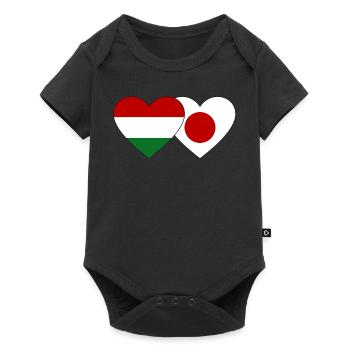 Hongrie Japon Flag Coeur - Body à manches courtes Premium Bébé - noir - Devant
