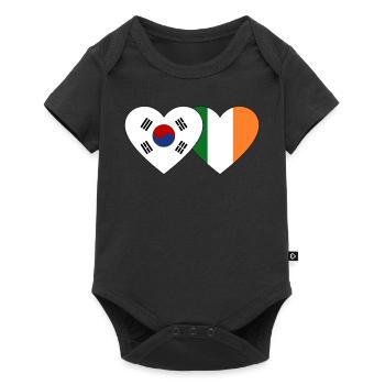 South Korea Ireland Flag Heart - Baby Premium short-sleeve bodysuit - black - Front