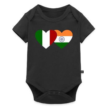 Italie Inde Flag Heart - Body à manches courtes Premium Bébé - noir - Devant
