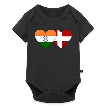 Inde Danemark Flag Heart - Body à manches courtes Premium Bébé - noir - Devant