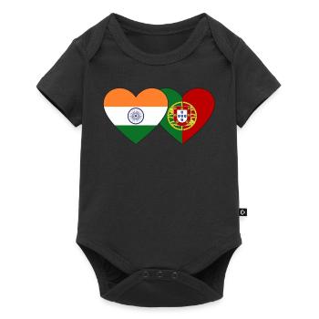 India Portugal Flag Heart - Baby Premium short-sleeve bodysuit - black - Front
