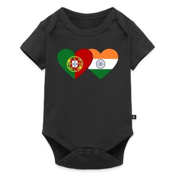 Portugal India Flag Heart - Baby Premium short-sleeve bodysuit - black - Front