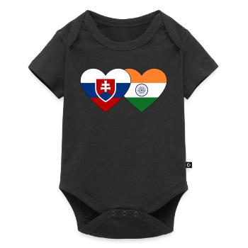 Slovakia India Flag Heart - Baby Premium short-sleeve bodysuit - black - Front