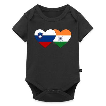Slovenia India Flag Heart - Baby Premium short-sleeve bodysuit - black - Front