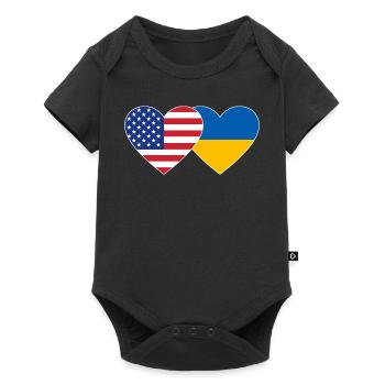 États-Unis Ukraine Flag Heart - Body à manches courtes Premium Bébé - noir - Devant