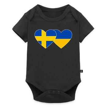 Suède Ukraine drapeau coeur - Body à manches courtes Premium Bébé - noir - Devant