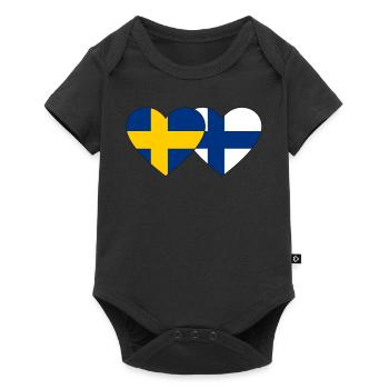 Suède Finlande Drapeau Coeur - Body à manches courtes Premium Bébé - noir - Devant