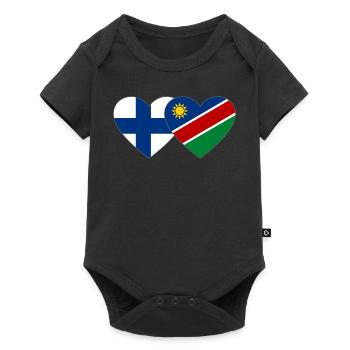 Finnland Namibia Flagge Herz - Baby Premium Kurzarmbody - Schwarz - Vorne