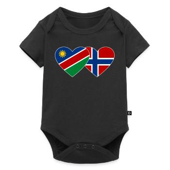 Namibia Norwegen Flagge Herz - Baby Premium Kurzarmbody - Schwarz - Vorne