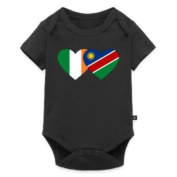 Irland Namibia Flagge Herz - Baby Premium Kurzarmbody - Schwarz - Vorne
