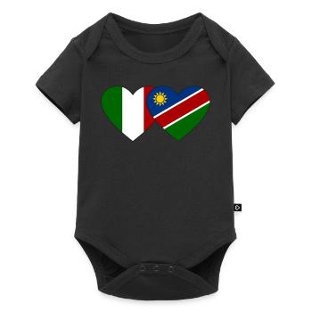 Italy Namibia Flag Heart - Baby Premium short-sleeve bodysuit - black - Front