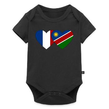 Frankreich Namibia Flagge Herz - Baby Premium Kurzarmbody - Schwarz - Vorne