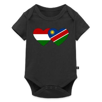 Ungarn Namibia Flagge Herz - Baby Premium Kurzarmbody - Schwarz - Vorne