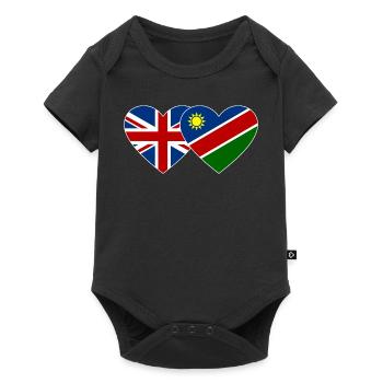 Großbritannien Namibia Flagge Herz - Baby Premium Kurzarmbody - Schwarz - Vorne