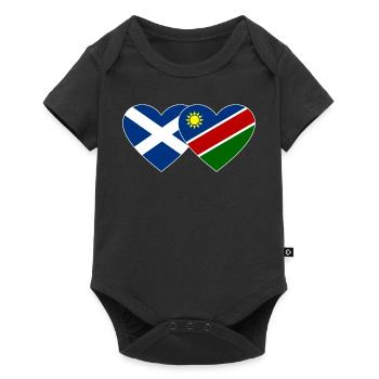 Schottland Namibia Flagge Herz - Baby Premium Kurzarmbody - Schwarz - Vorne
