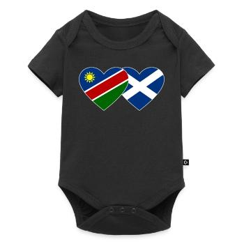 Namibia Schottland Flagge Herz - Baby Premium Kurzarmbody - Schwarz - Vorne