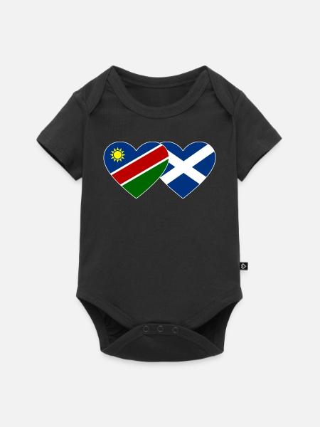 Namibia Schottland Flagge Herz - Baby Premium Kurzarmbody - Schwarz