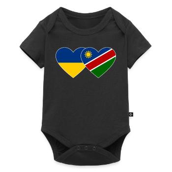 Ukraine Namibie Flag Heart - Body à manches courtes Premium Bébé - noir - Devant
