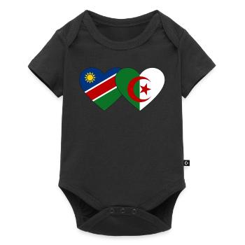Namibie Algérie Drapeau Coeur - Body à manches courtes Premium Bébé - noir - Devant