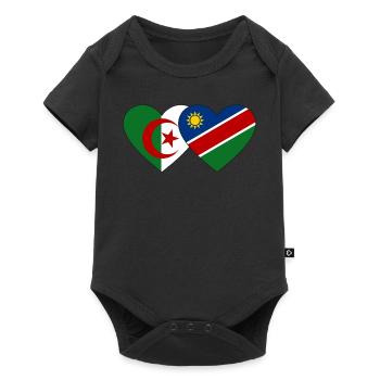Algerien Namibia Flagge Herz - Baby Premium Kurzarmbody - Schwarz - Vorne