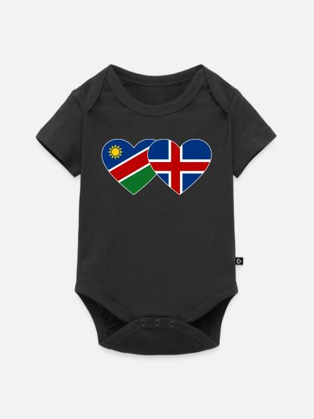 Namibia Island Flagge Herz - Baby Premium Kurzarmbody - Schwarz