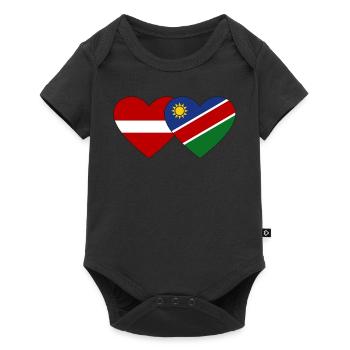 Lettland Namibia Flagge Herz - Baby Premium Kurzarmbody - Schwarz - Vorne